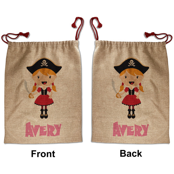 Custom Pink Pirate Santa Sack - Front & Back (Personalized)