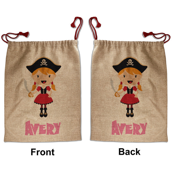 Pink Pirate Santa Bag - Front and Back