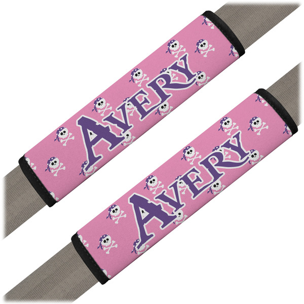 Custom Pink Pirate Seat Belt Covers (Set of 2) (Personalized)