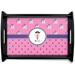 Pink Pirate Black Wooden Tray - Small (Personalized)