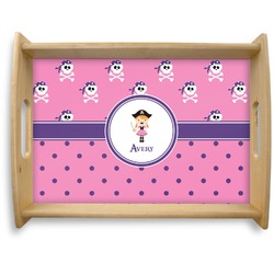 Pink Pirate Natural Wooden Tray - Large (Personalized)