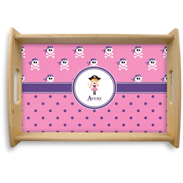 Custom Pink Pirate Natural Wooden Tray - Small (Personalized)