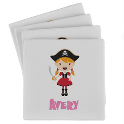 Pink Pirate Absorbent Stone Coasters - Set of 4 (Personalized)