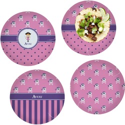 Pink Pirate Set of 4 Glass Lunch / Dinner Plate 10" (Personalized)