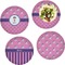 Pink Pirate Set of 4 Glass Lunch / Dinner Plate 10" (Personalized)