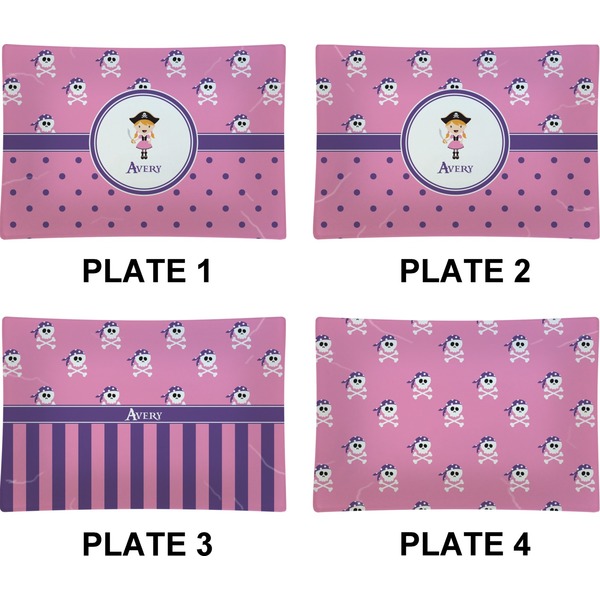 Pink Pirate Set of Rectangular Appetizer / Dessert Plates (Approval)