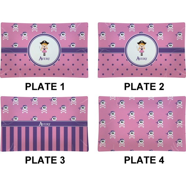 Pink Pirate Set of Rectangular Dinner Plates (Approval)