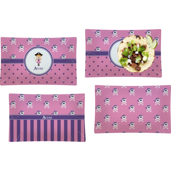 Pink Pirate Set of Rectangular Dinner Plates