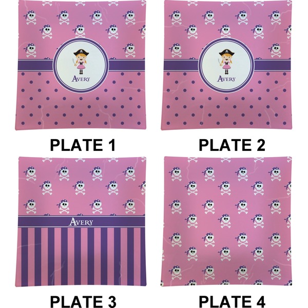 Pink Pirate Set of Square Dinner Plates (Approval)