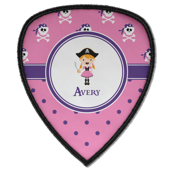 Custom Pink Pirate Iron on Shield Patch A w/ Name or Text
