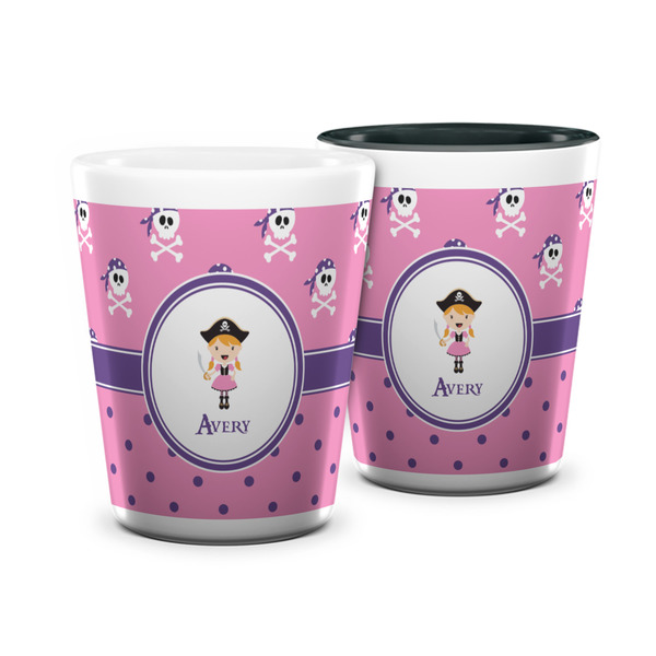 Custom Pink Pirate Ceramic Shot Glass - 1.5 oz (Personalized)