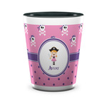 Pink Pirate Ceramic Shot Glass - 1.5 oz - Two Tone - Set of 4 (Personalized)
