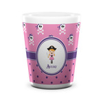 Pink Pirate Ceramic Shot Glass - 1.5 oz - White - Single (Personalized)