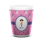 Pink Pirate Ceramic Shot Glass - 1.5 oz - White - Single (Personalized)
