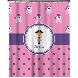 Pink Pirate Extra Long Shower Curtain - 70"x84" (Personalized)