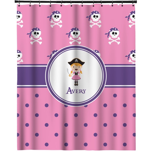 Custom Pink Pirate Extra Long Shower Curtain - 70"x84" (Personalized)