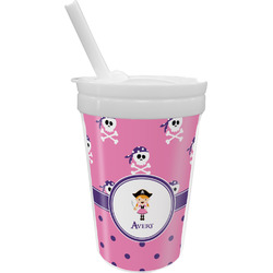 Pink Pirate Sippy Cup with Straw (Personalized)