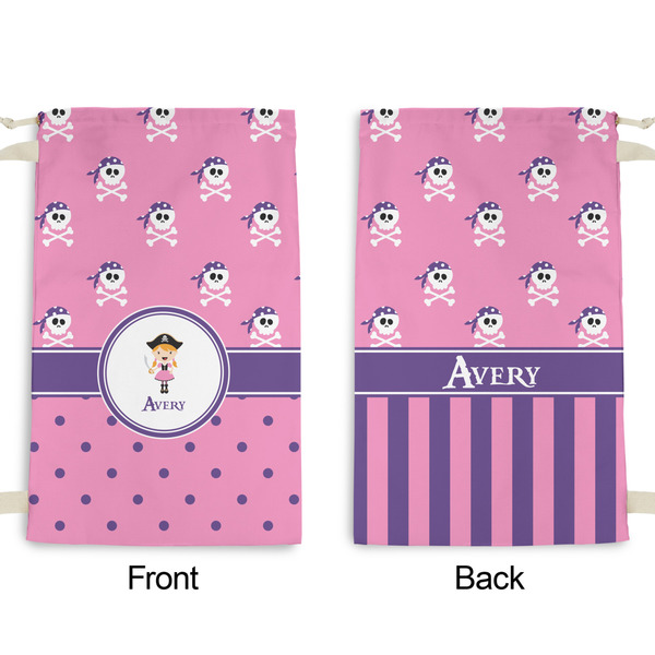 Pink Pirate Small Laundry Bag - Front & Back View