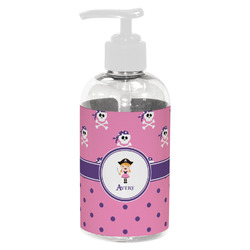 Pink Pirate Plastic Soap / Lotion Dispenser (8 oz - Small - White) (Personalized)