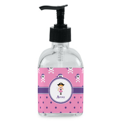 Pink Pirate Glass Soap & Lotion Bottle - Single Bottle (Personalized)