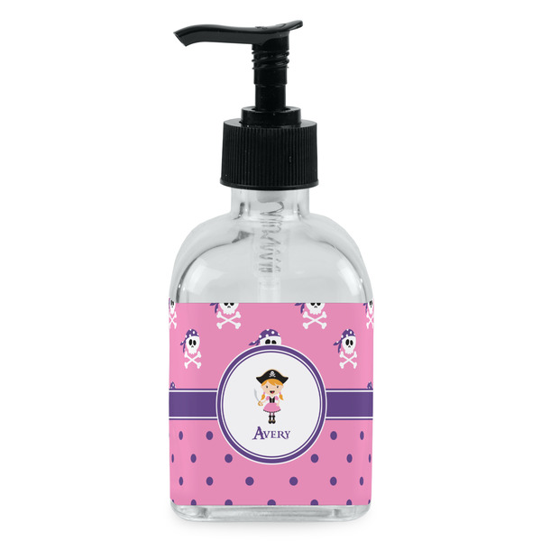 Custom Pink Pirate Glass Soap & Lotion Bottle - Single Bottle (Personalized)