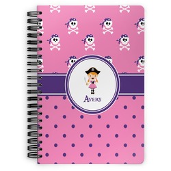 Pink Pirate Spiral Notebook - 7x10 w/ Name or Text