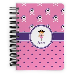 Pink Pirate Spiral Notebook - 5x7 w/ Name or Text