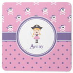 Pink Pirate Square Rubber Backed Coaster (Personalized)