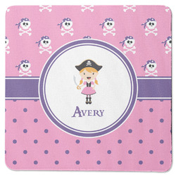 Pink Pirate Square Rubber Backed Coaster (Personalized)