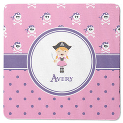 Pink Pirate Square Rubber Backed Coaster (Personalized)