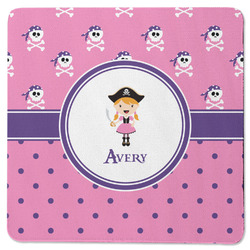 Pink Pirate Square Rubber Backed Coaster (Personalized)
