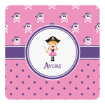 Pink Pirate Square Decal - XLarge (Personalized)