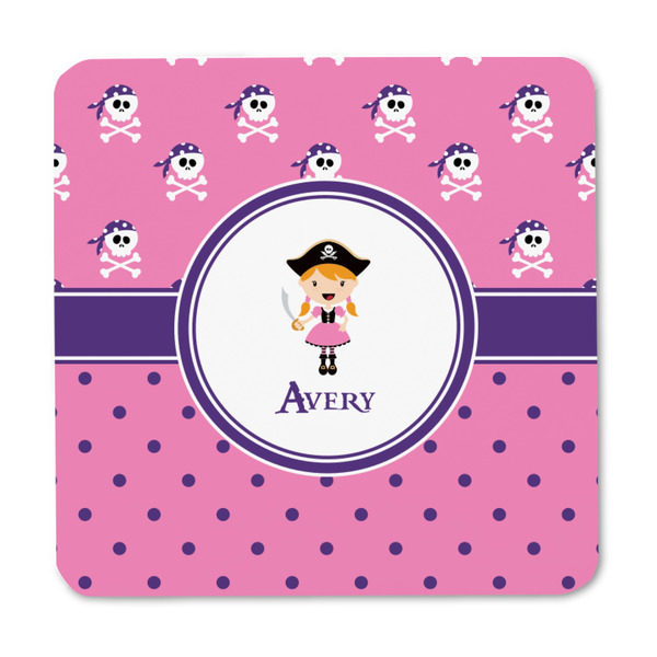 Pink Pirate Square Fridge Magnet - FRONT