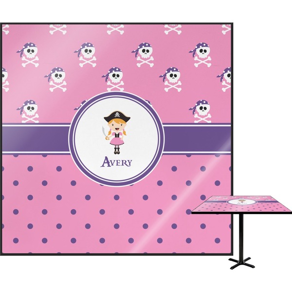 Custom Pink Pirate Square Table Top - 30" (Personalized)