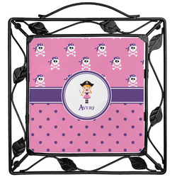 Pink Pirate Square Trivet (Personalized)
