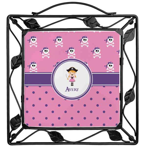 Custom Pink Pirate Square Trivet (Personalized)