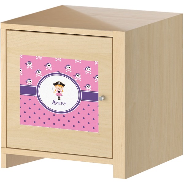 Pink Pirate Square Wall Decal on Wooden Cabinet