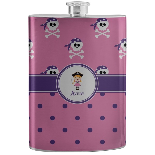 Custom Pink Pirate Stainless Steel Flask (Personalized)