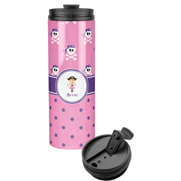 Custom Pink Pirate Stainless Steel Skinny Tumbler (Personalized)