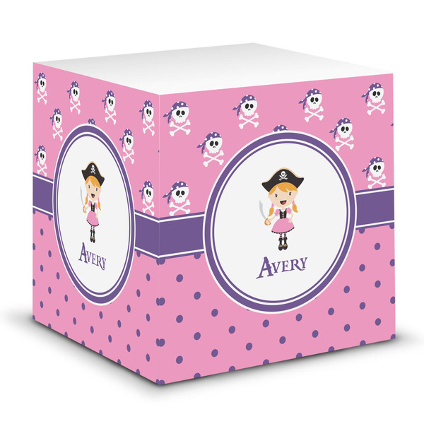 Custom Pink Pirate Sticky Note Cube (Personalized)