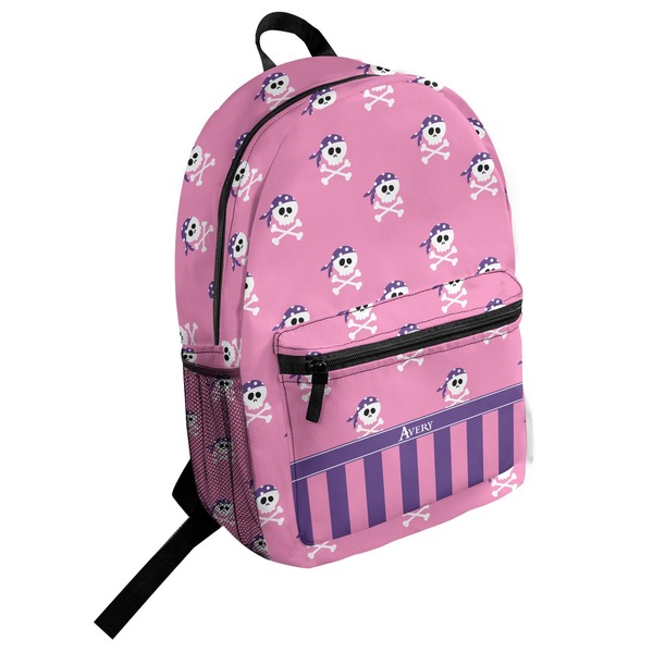 Custom Pink Pirate Student Backpack (Personalized)