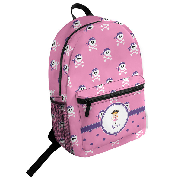 Custom Pink Pirate Student Backpack (Personalized)