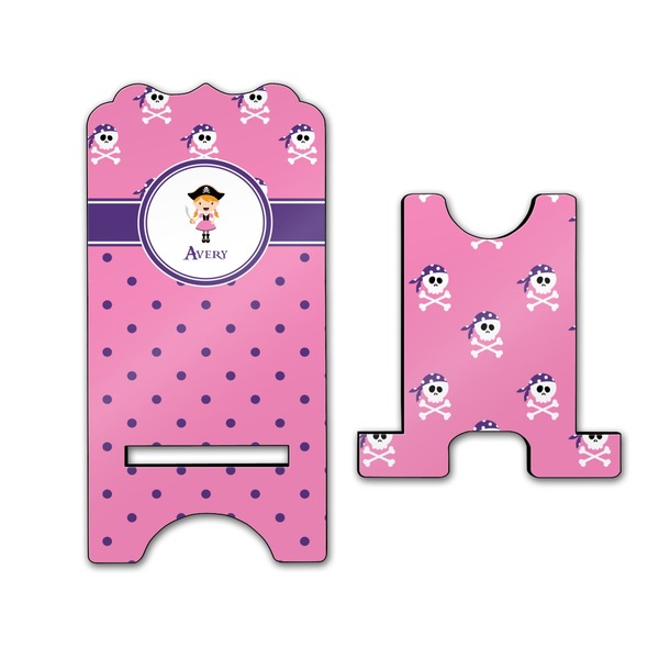 Pink Pirate Stylized Phone Stand - Front & Back - Large