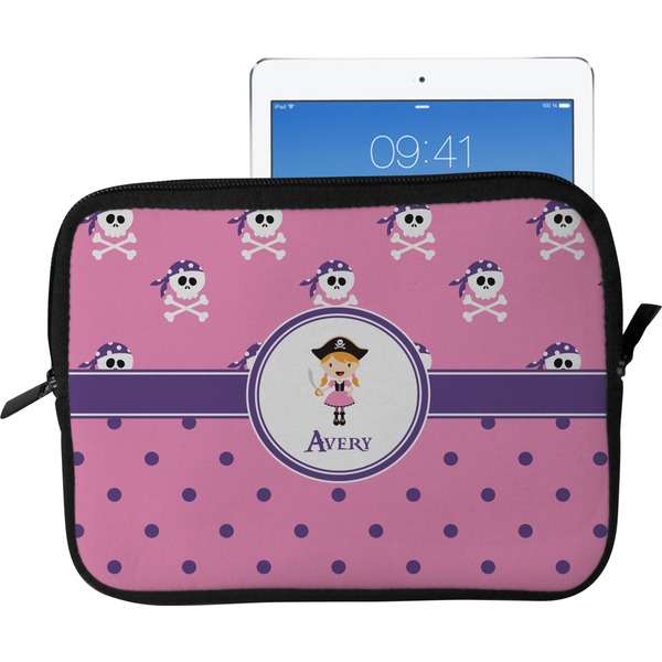 Custom Pink Pirate Tablet Case / Sleeve - Large (Personalized)