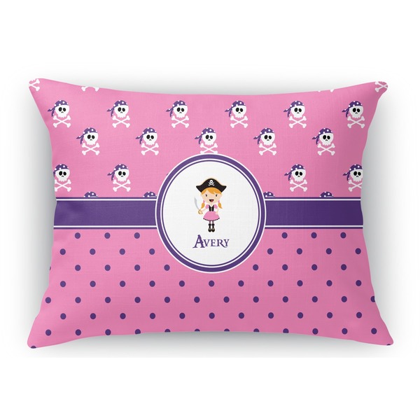 Custom Pink Pirate Rectangular Throw Pillow Case - 12"x18" (Personalized)