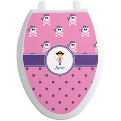 Pink Pirate Toilet Seat Decal - Elongated (Personalized)
