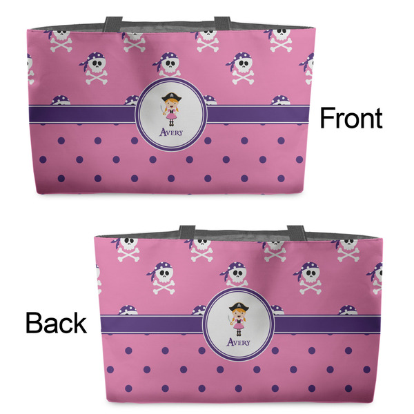 Pink Pirate Tote w/Black Handles - Front & Back Views