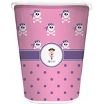 Pink Pirate Waste Basket - Double Sided (White) (Personalized)