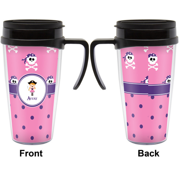 Pink Pirate Travel Mug with Black Handle - Approval