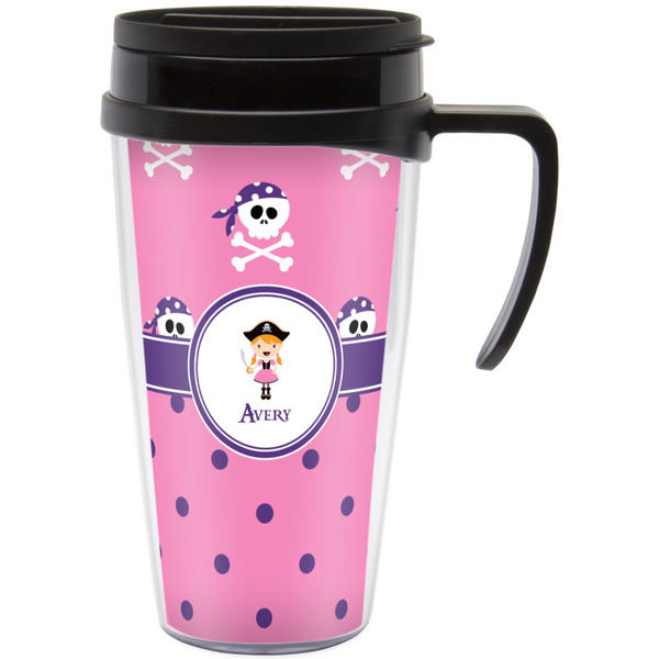 Custom Pink Pirate Acrylic Travel Mug with Handle (Personalized)